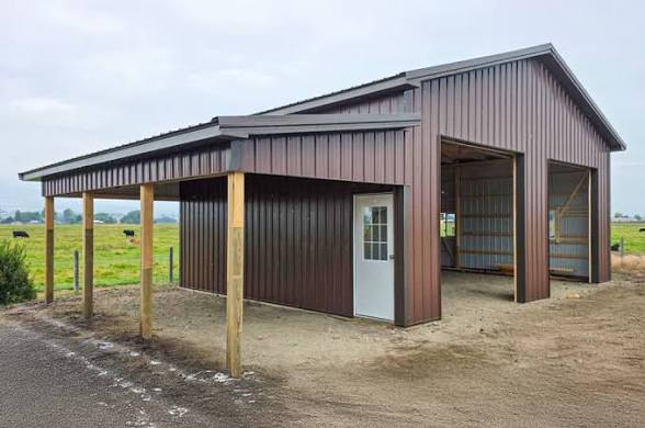 Brown pole barn